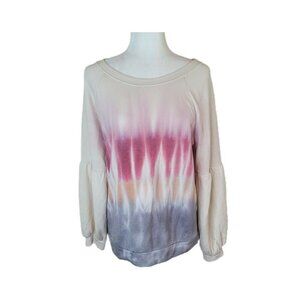 Knox Rose Tie Dye Long Puff Sleeve Pullover Crew Sweater Size XXL 2XL